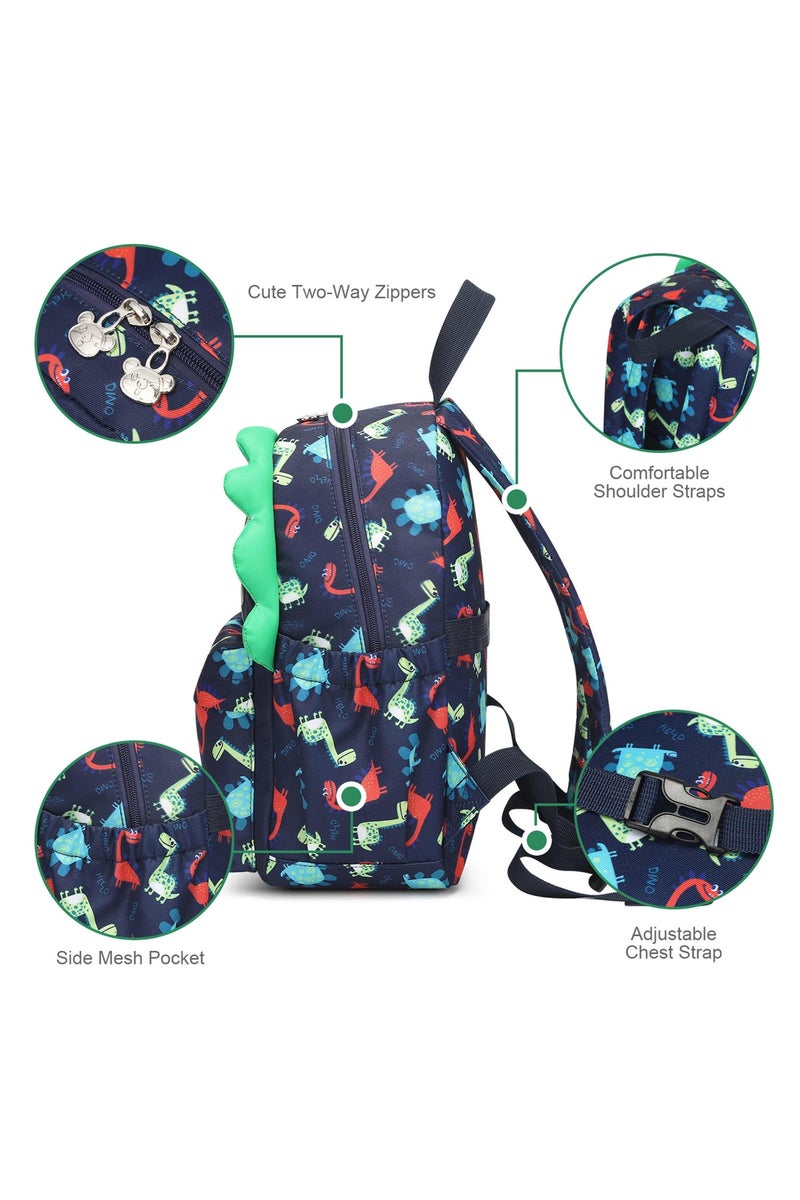 SUN EIGHT Preschool Toddler Kids Backpack Small 3D Cartoon Dinosaur Lunch Daycare School Bookbag Animal Travel Bags for Boy For 2-5 Years old, Cute Dinosaur, SE90074, Navy - Image 3